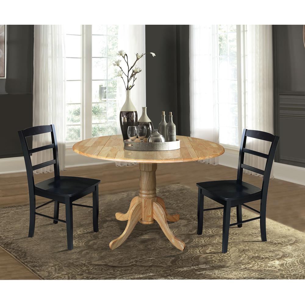 42 in. Dual Drop Leaf Table with 2  Ladder Back Dining Chairs. Picture 2