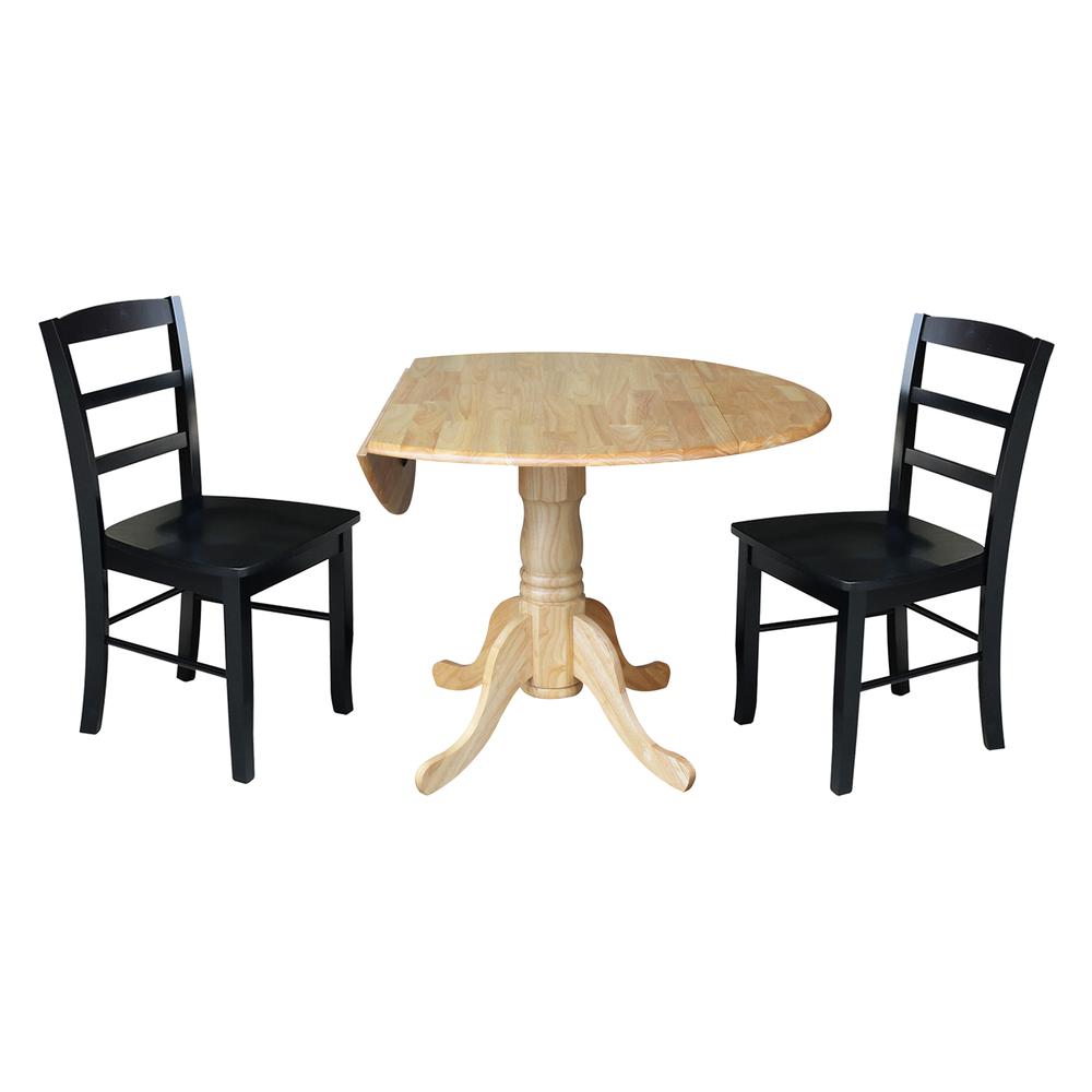 42 in. Dual Drop Leaf Table with 2  Ladder Back Dining Chairs. Picture 3