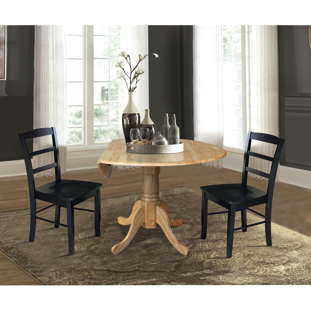 42 in. Dual Drop Leaf Table with 2  Ladder Back Dining Chairs. Picture 4