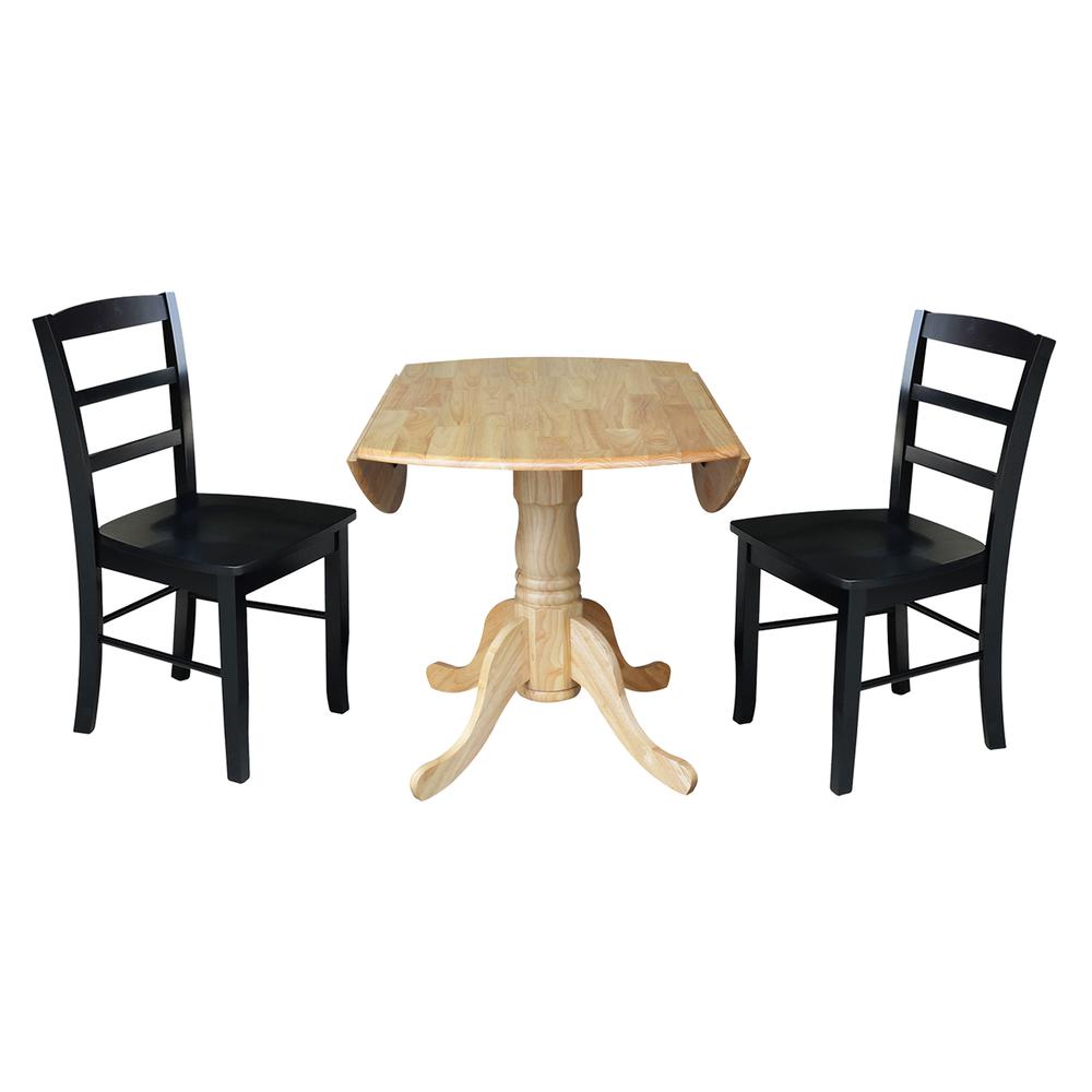 42 in. Dual Drop Leaf Table with 2  Ladder Back Dining Chairs. Picture 5