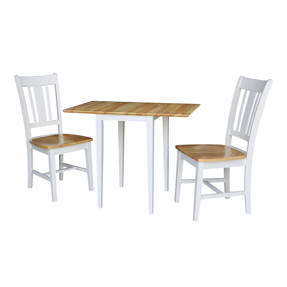 Small Dual Drop Leaf Table with 2 San Remo Chairs, White/Natural. Picture 10