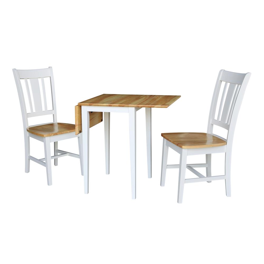 Small Dual Drop Leaf Table with 2 San Remo Chairs, White/Natural. Picture 4