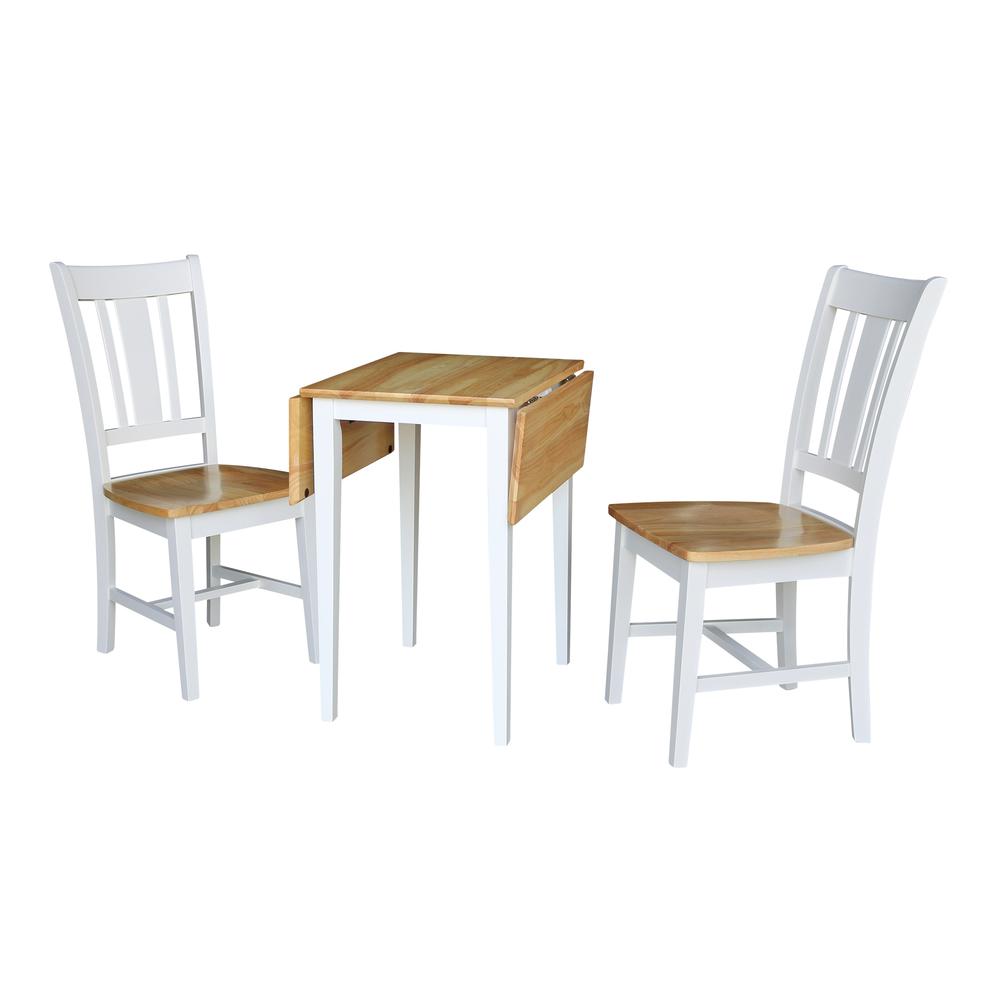 Small Dual Drop Leaf Table with 2 San Remo Chairs, White/Natural. Picture 9