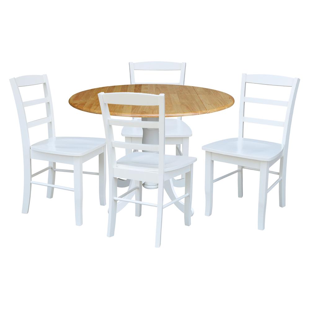 42 in. Dual Drop Leaf Table with 4  Ladder Back Dining Chairs. Picture 1