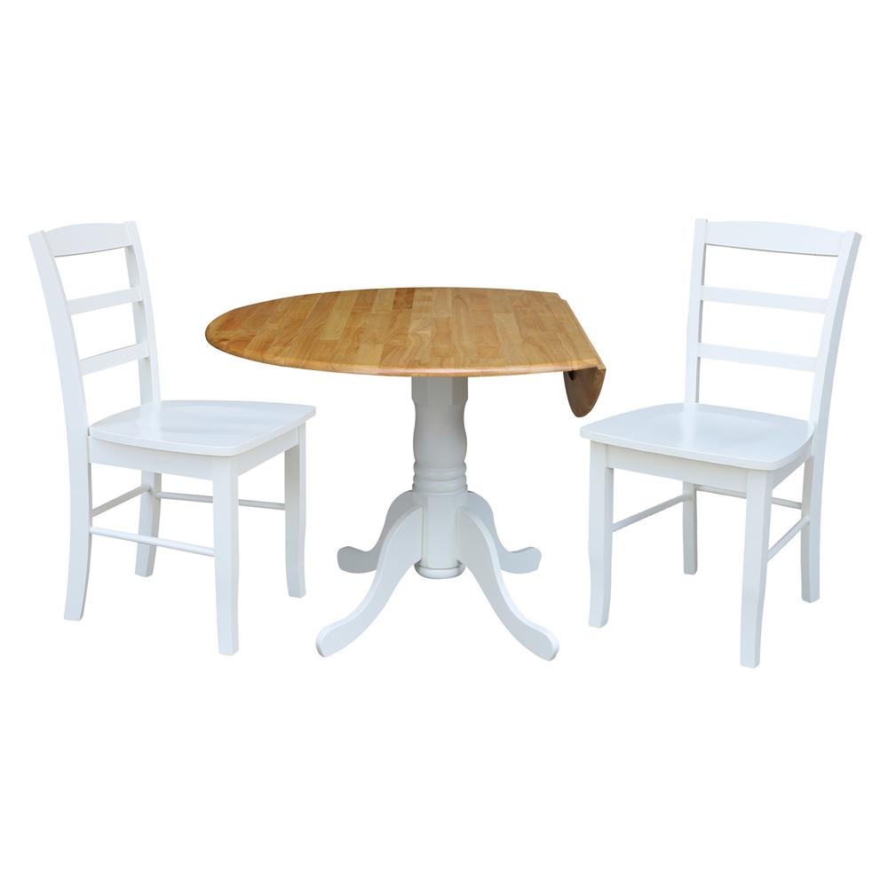 42 in. Dual Drop Leaf Table with 2  Ladder Back Dining Chairs. Picture 3