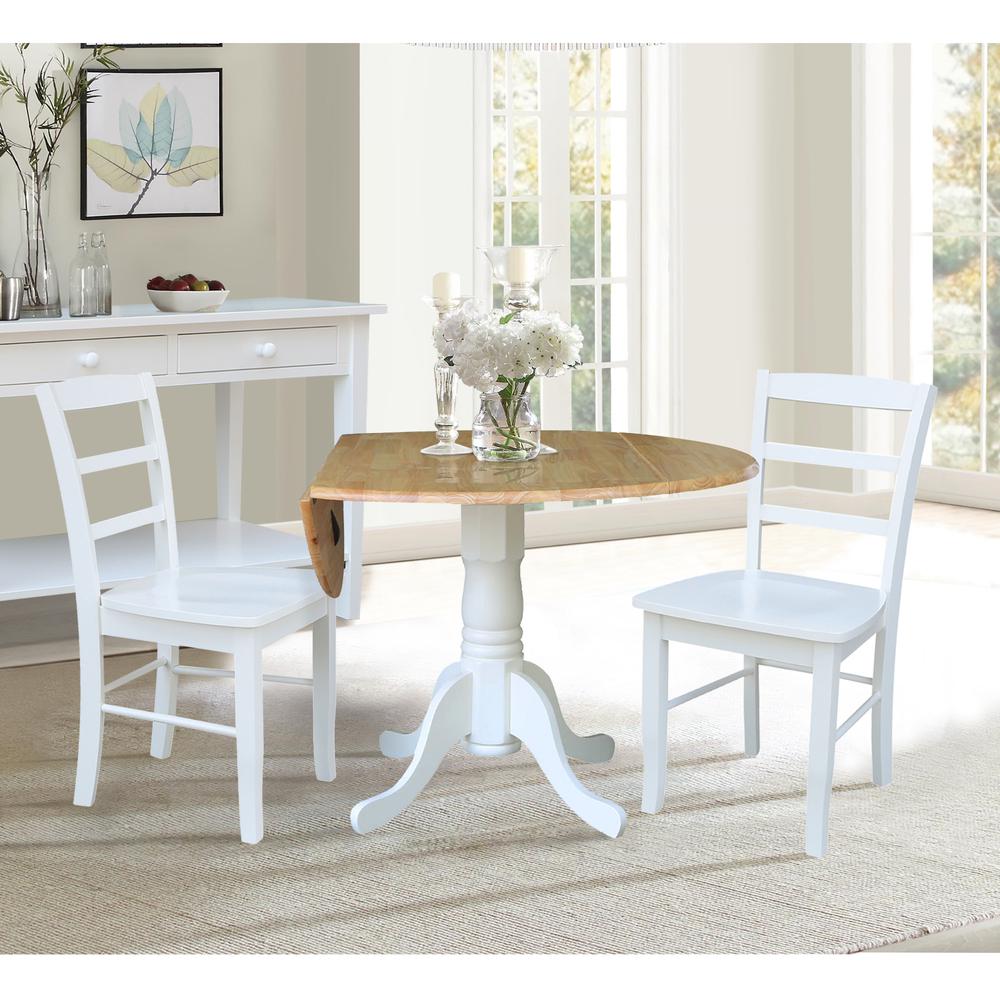 42 in. Dual Drop Leaf Table with 2  Ladder Back Dining Chairs. Picture 4