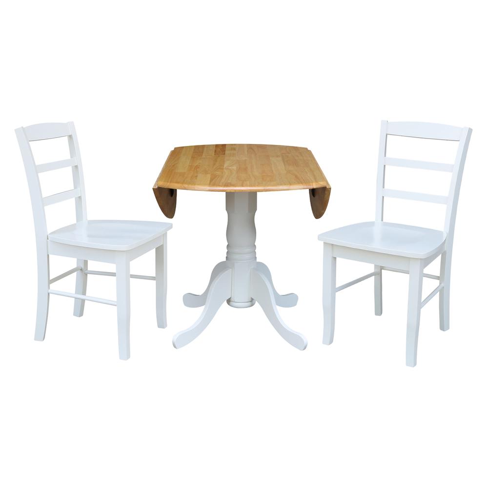42 in. Dual Drop Leaf Table with 2  Ladder Back Dining Chairs. Picture 5