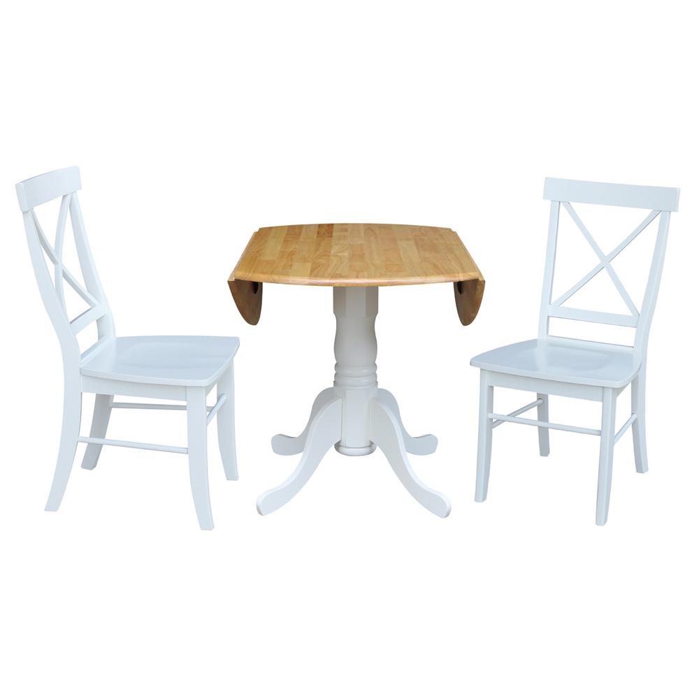 42 in. Dual Drop Leaf Table with 2 Cross Back Dining Chairs - 3 Piece Dining Set. Picture 5
