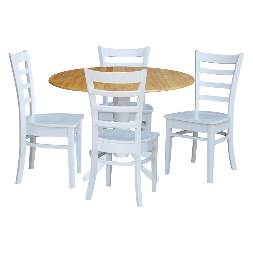 42 in. Dual Drop Leaf Table with 4 Ladder Back Dining Chairs. Picture 1