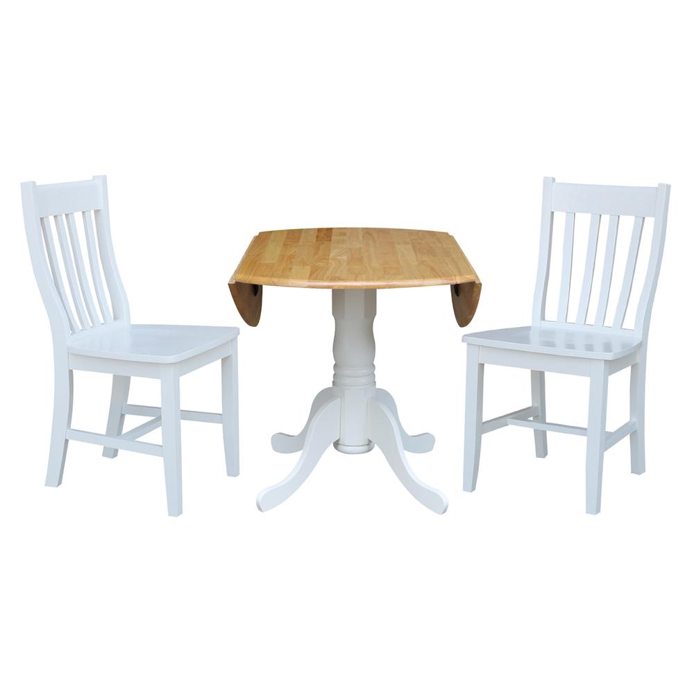 42 in. Dual Drop Leaf Table with 2 Slat Back Dining Chairs - 3 Piece Dining Set. Picture 5