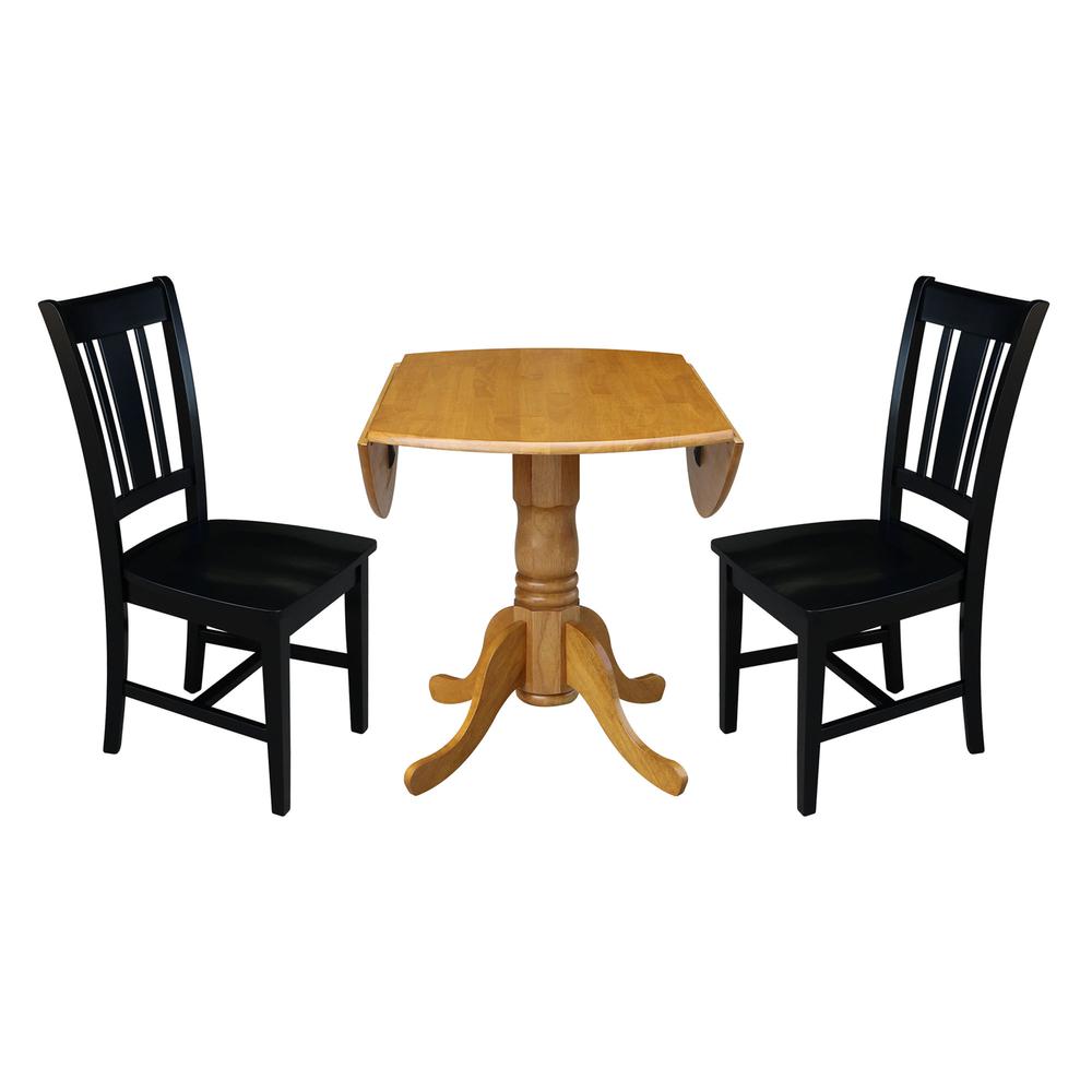 42 in. Dual Drop Leaf Table with 2 Splat Back Dining Chairs - 3 Piece Dining Set. Picture 5