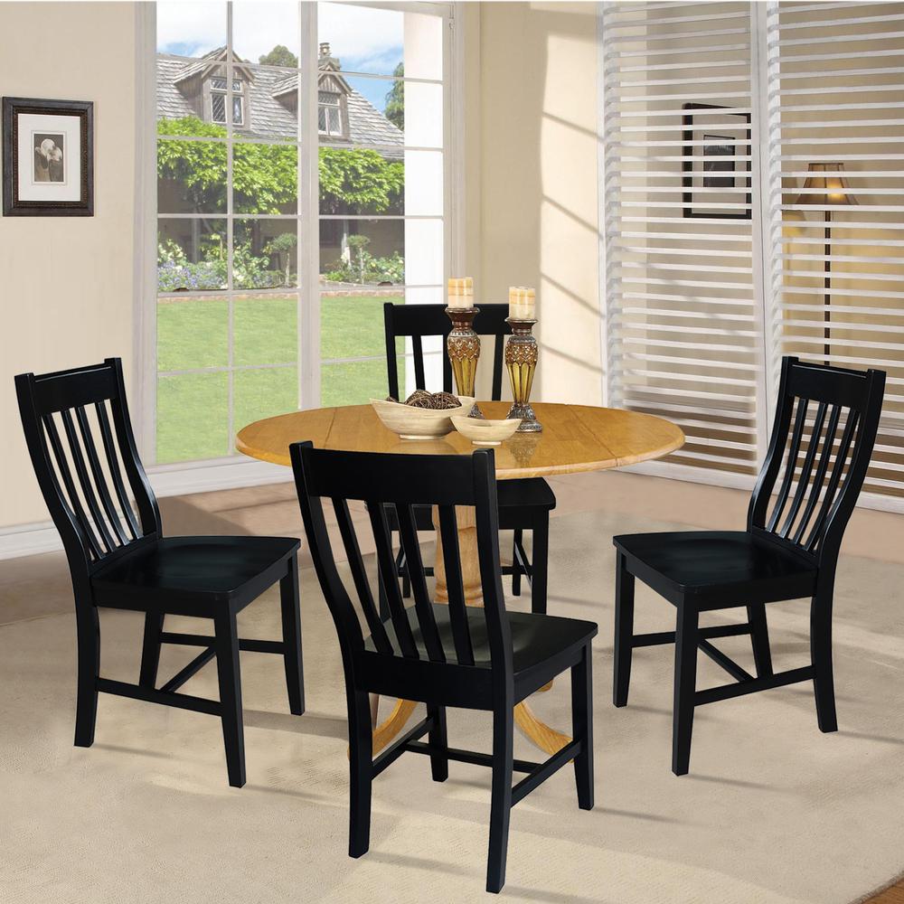 42 in. Dual Drop Leaf Table with 4 Slat Back Dining Chairs - 5 Piece Dining Set. Picture 2