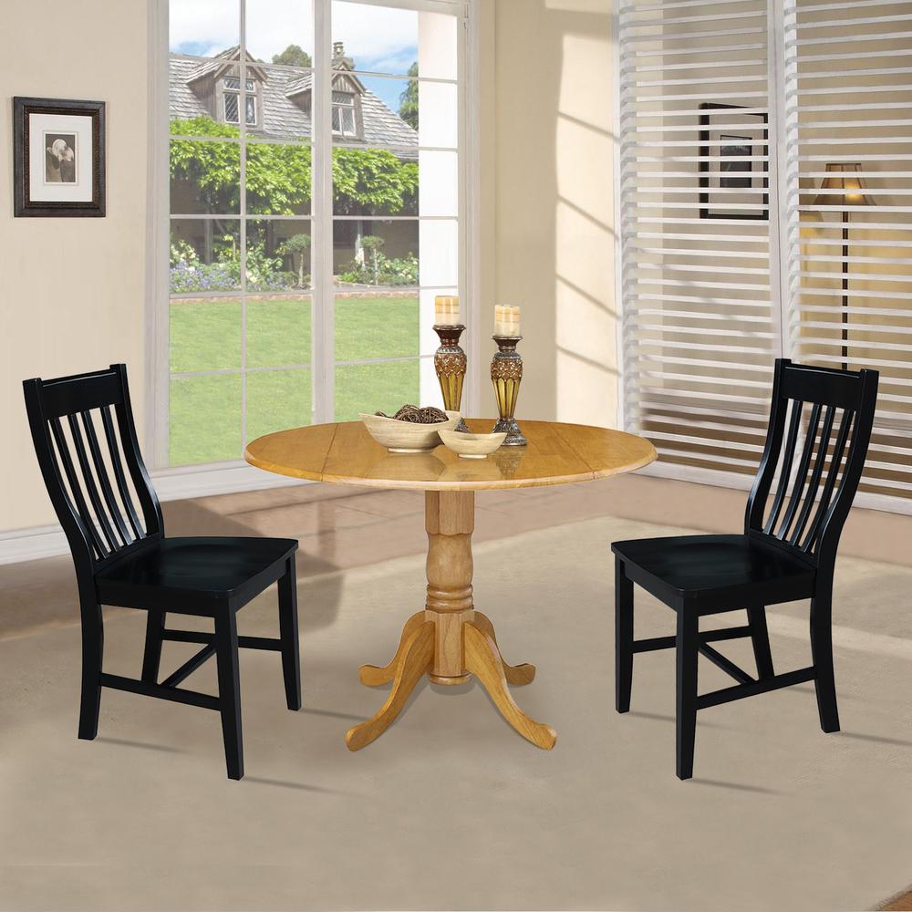 42 in. Dual Drop Leaf Table with 2 Slat Back Dining Chairs - 3 Piece Dining Set. Picture 2
