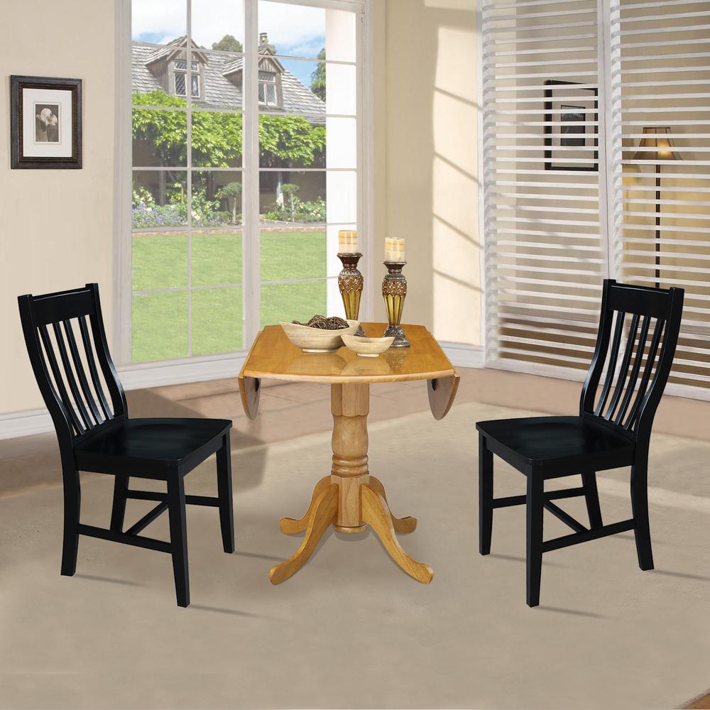 42 in. Dual Drop Leaf Table with 2 Slat Back Dining Chairs - 3 Piece Dining Set. Picture 6