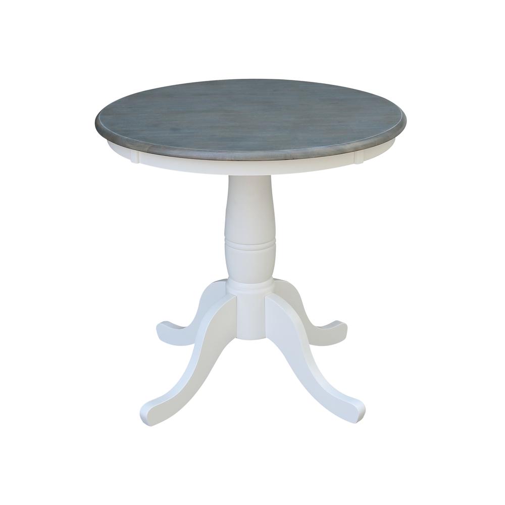 30" Round Top Pedestal Table - Dining Height - White/Heather Gray. Picture 1