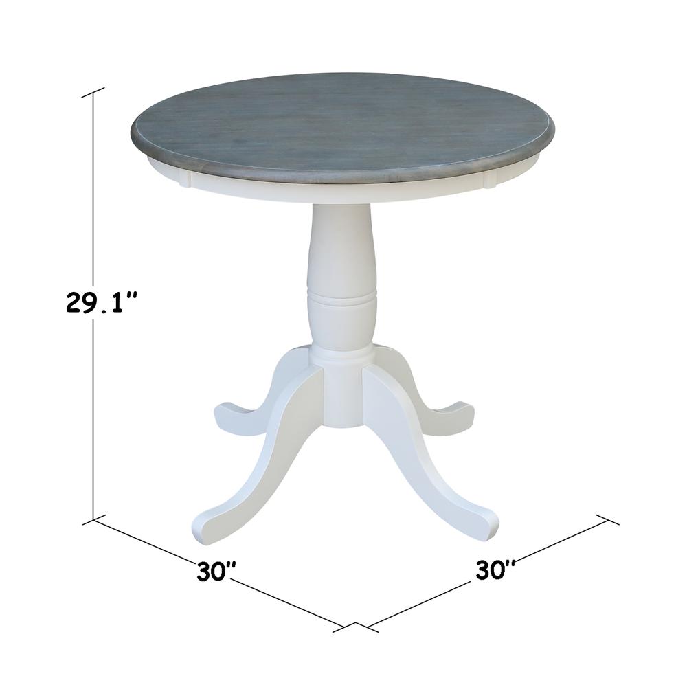 30" Round Top Pedestal Table - Dining Height - White/Heather Gray. Picture 4