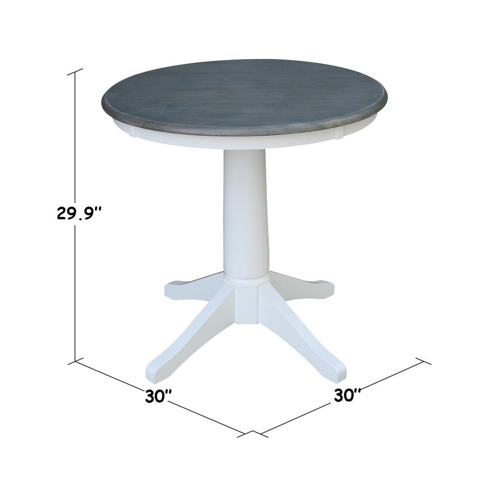 30" Round Top Pedestal Table - Dining Height - White/Heather Gray. Picture 6