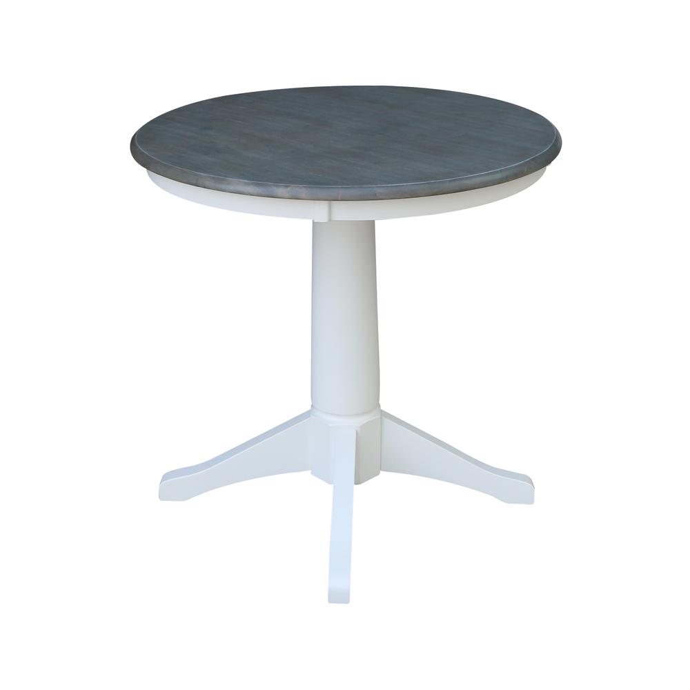 30" Round Top Pedestal Table - Dining Height - White/Heather Gray. Picture 2