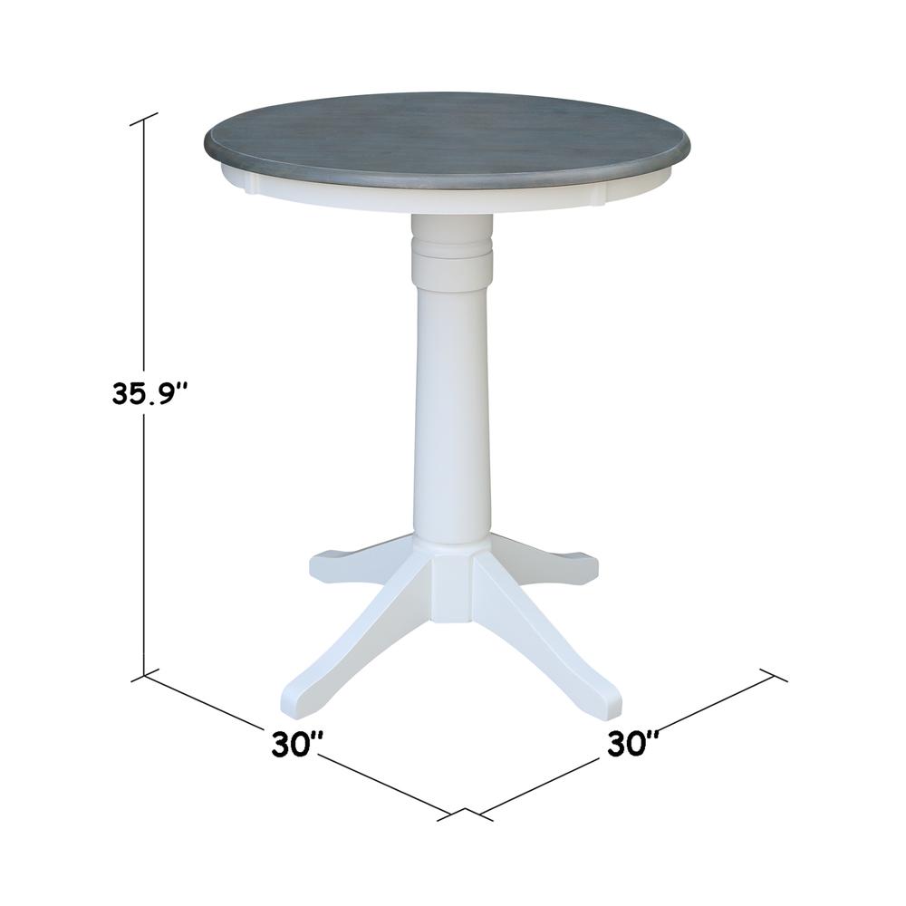 30" Round Top Pedestal Table - Counter Height - White/Heather Gray. Picture 4