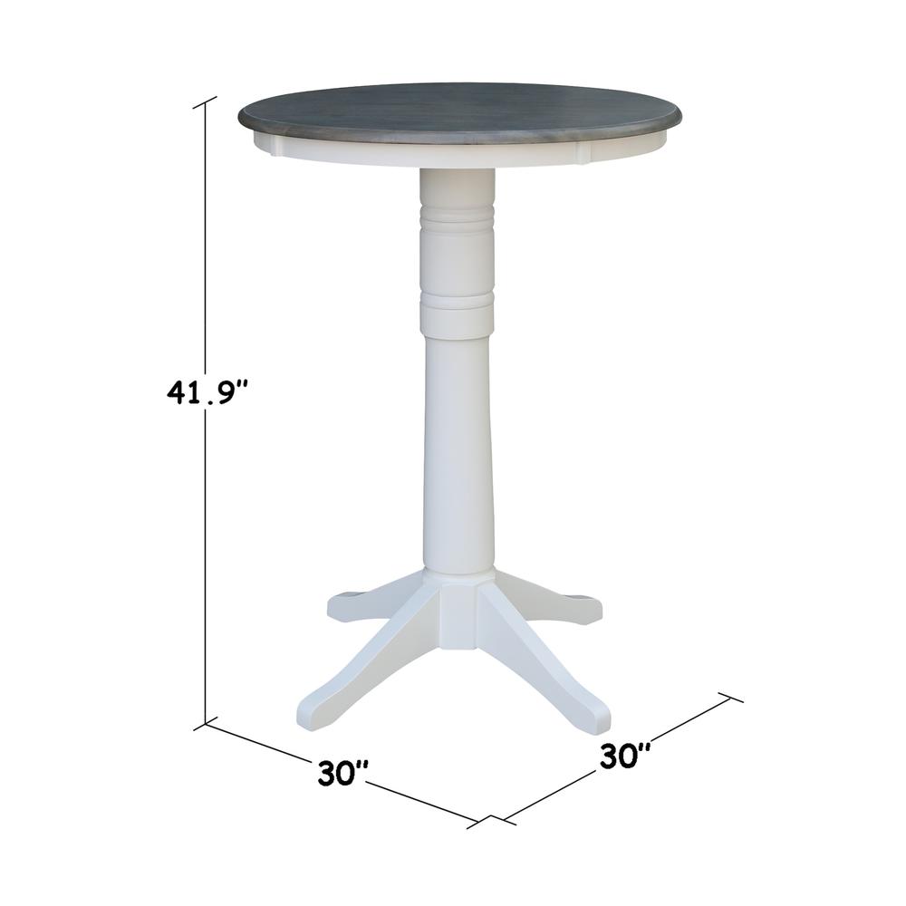 30" Round Top Pedestal Table - Bar Height - White/Heather Gray. Picture 5