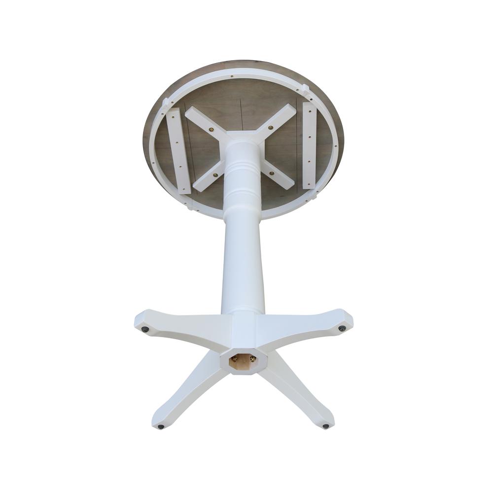 30" Round Top Pedestal Table - Bar Height - White/Heather Gray. Picture 4