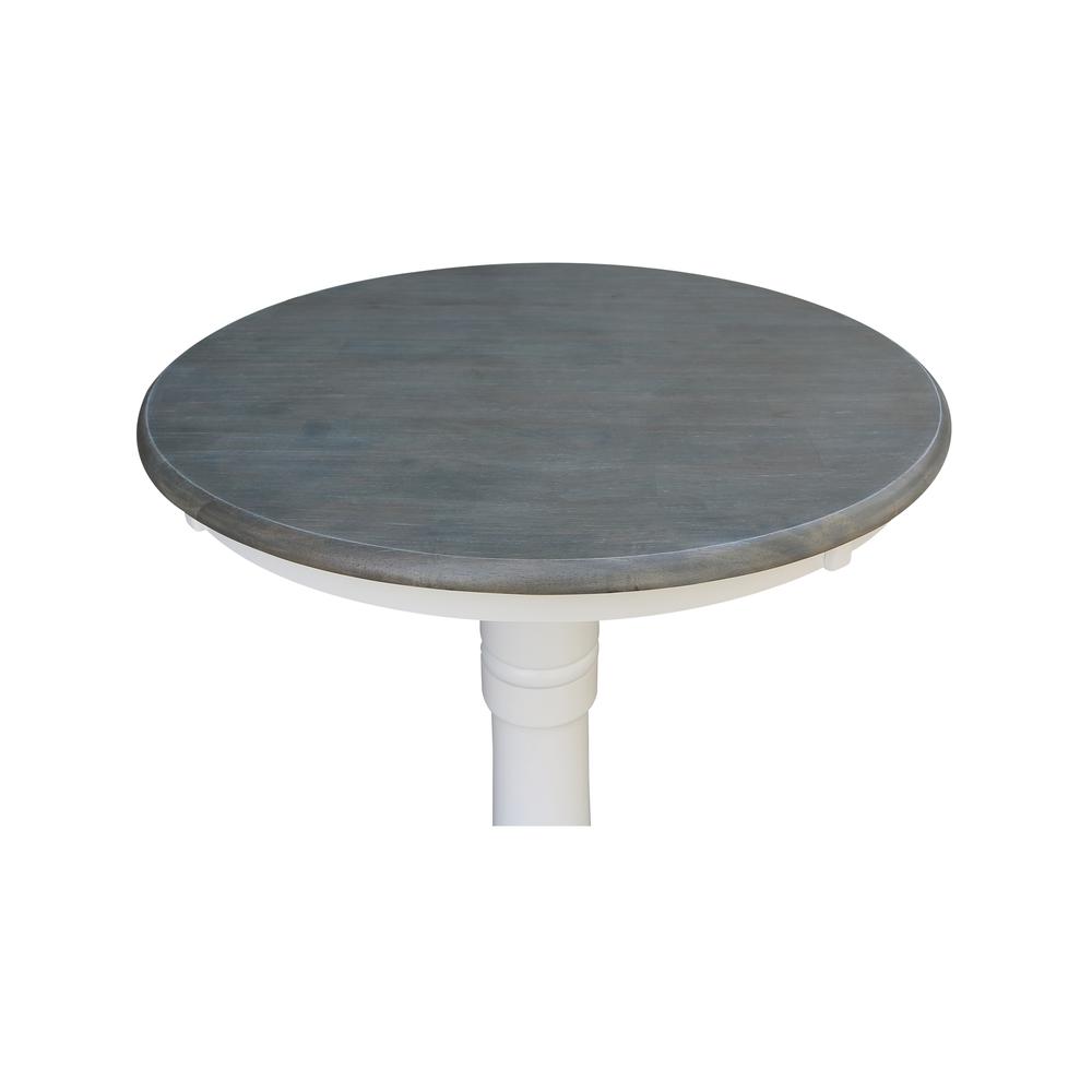 30" Round Top Pedestal Table - Bar Height - White/Heather Gray. Picture 3