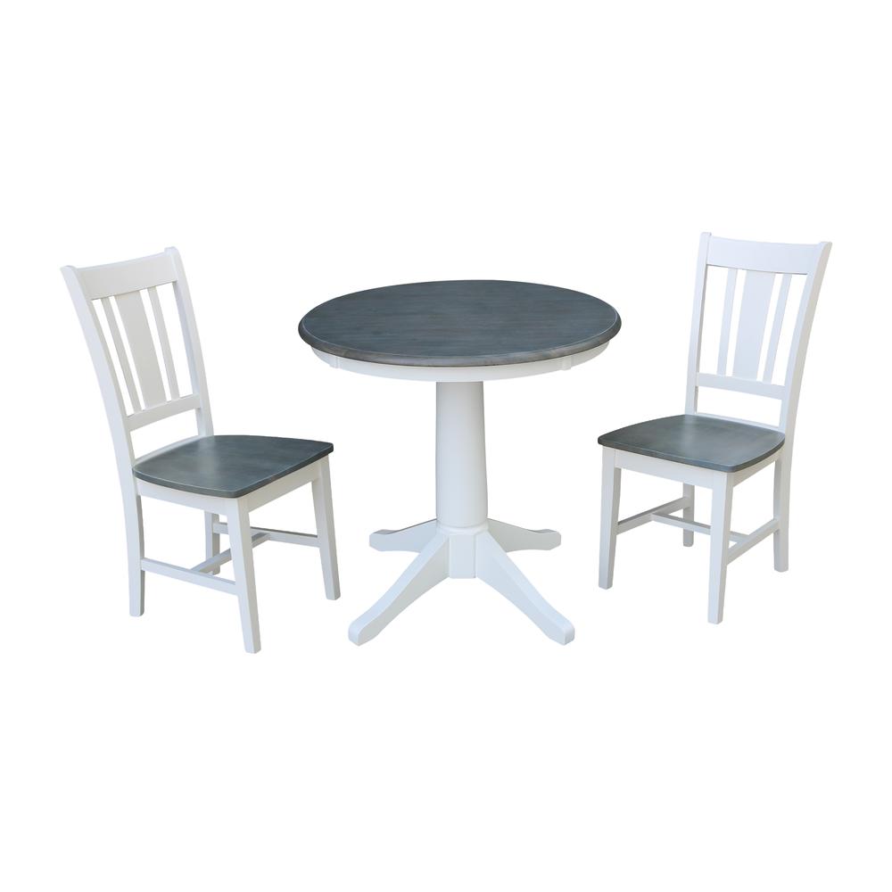 Set of 3 pcs -30" round top ped table - with 2 San Remo chairs. Picture 1