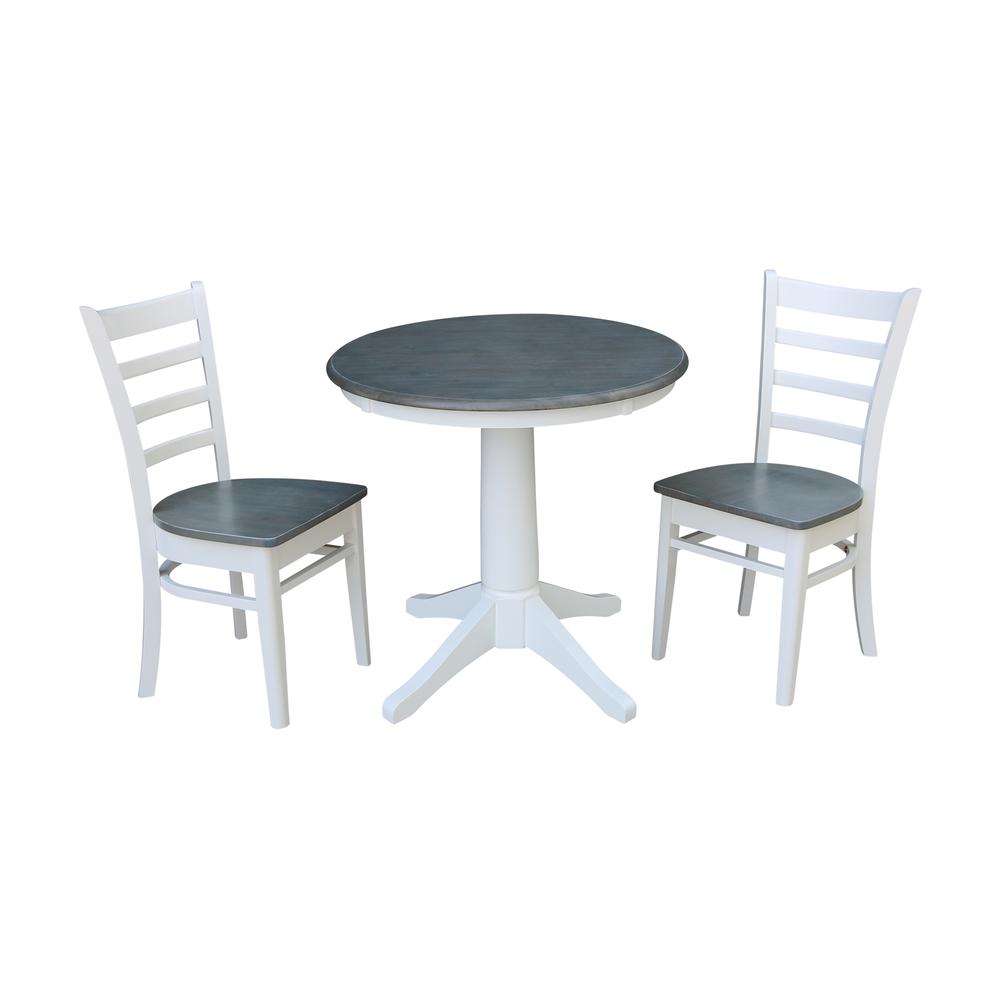 Set of 3 pcs -30" round top ped table - with 2 emily chairs. The main picture.