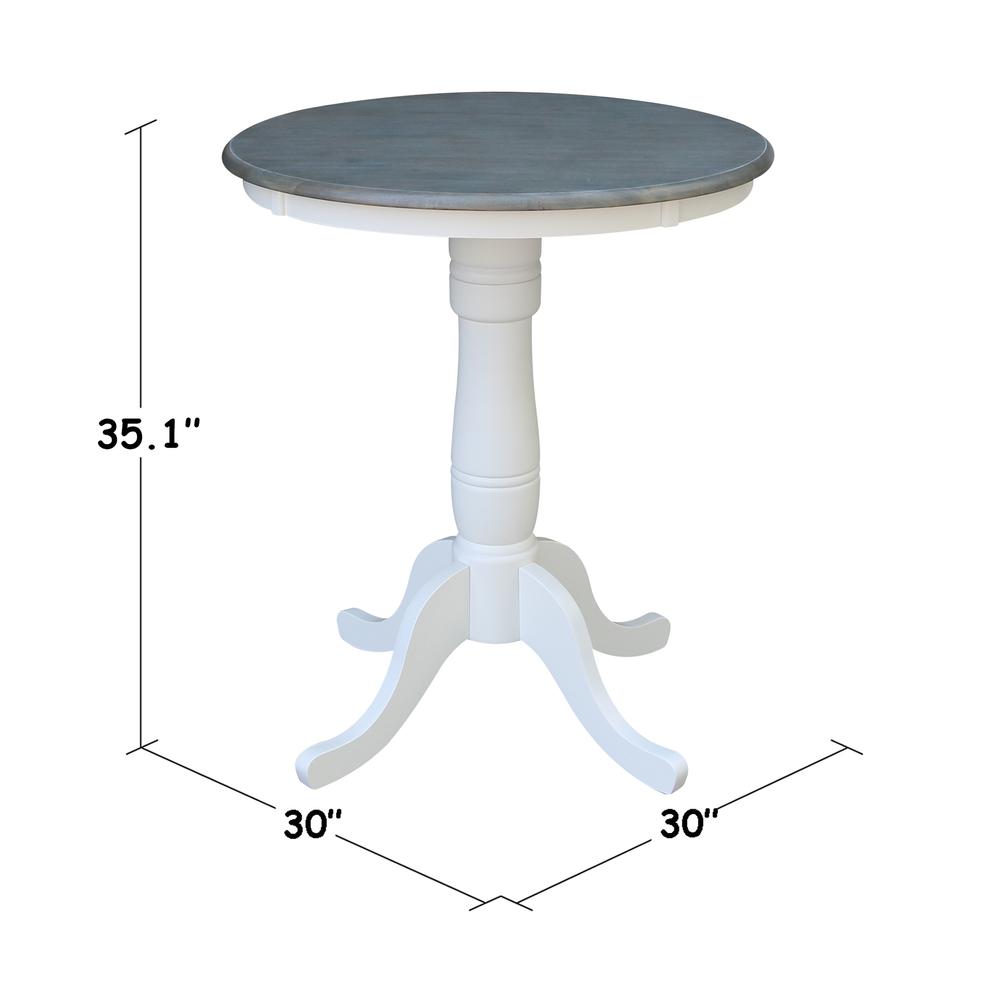 30" Round Top Pedestal Table - Counter Height - White/Heather Gray. Picture 5
