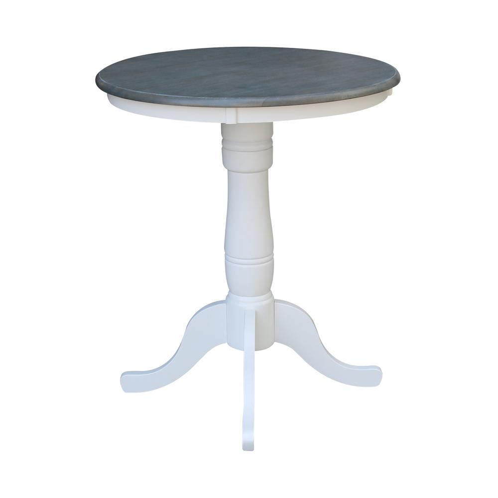 30" Round Top Pedestal Table - Counter Height - White/Heather Gray. Picture 2