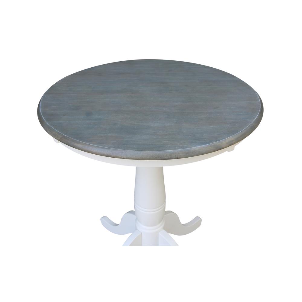 30" Round Top Pedestal Table - Counter Height - White/Heather Gray. Picture 3