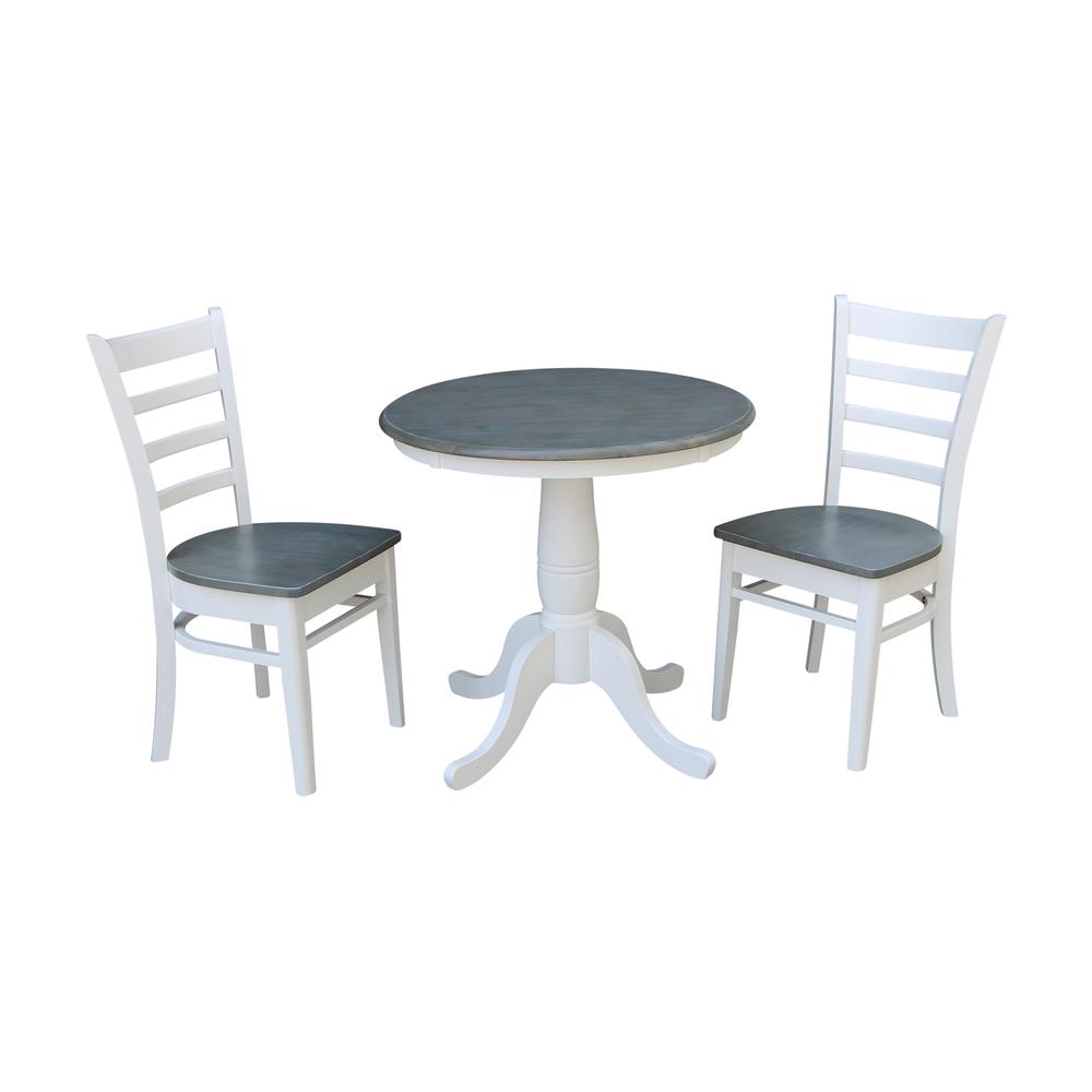 30" Round Top Pedestal Table With 2 Emily Chairs - Set of 3 Pieces. Picture 1