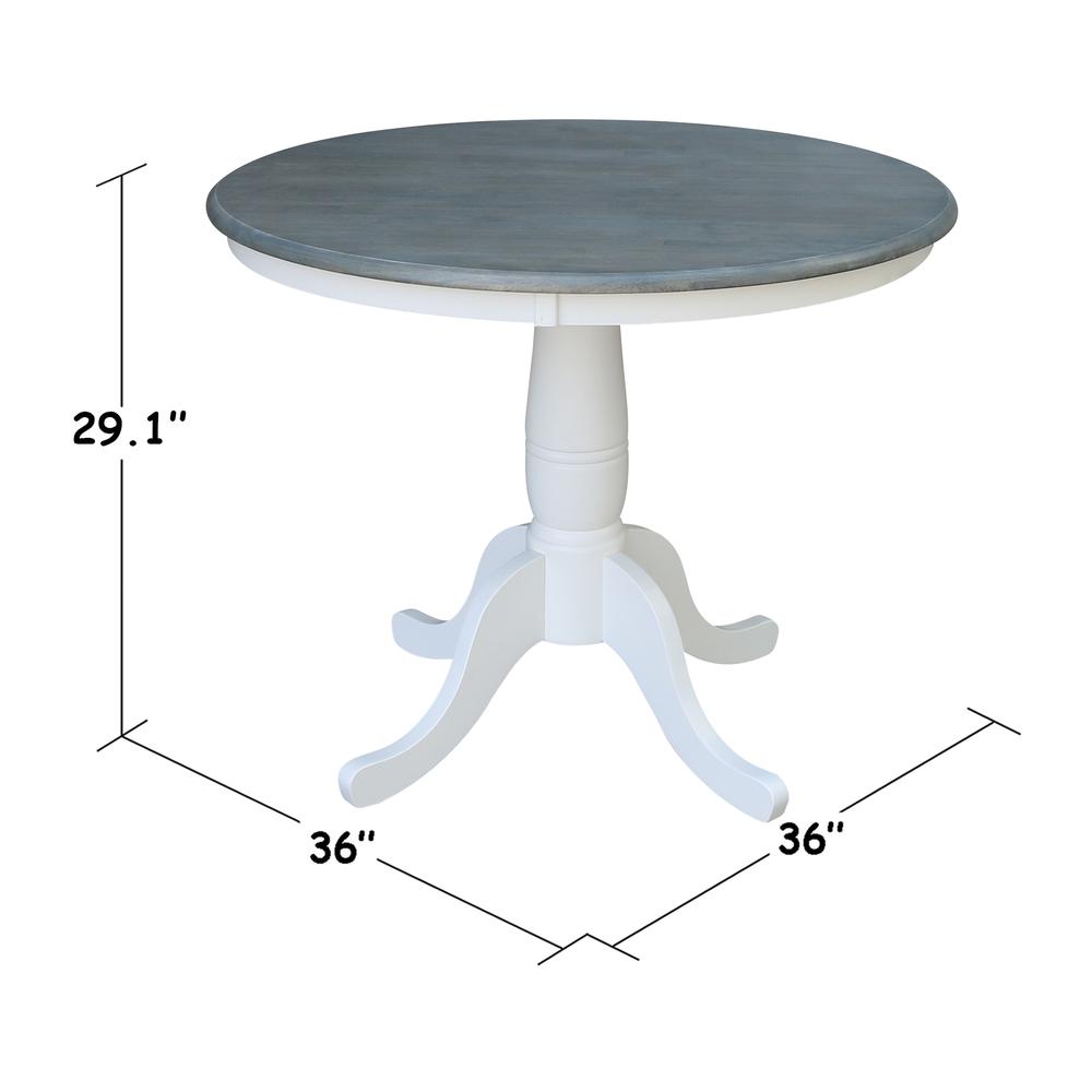 36" Round Top Pedestal Table - Dining Height - White/Heather Gray. Picture 5