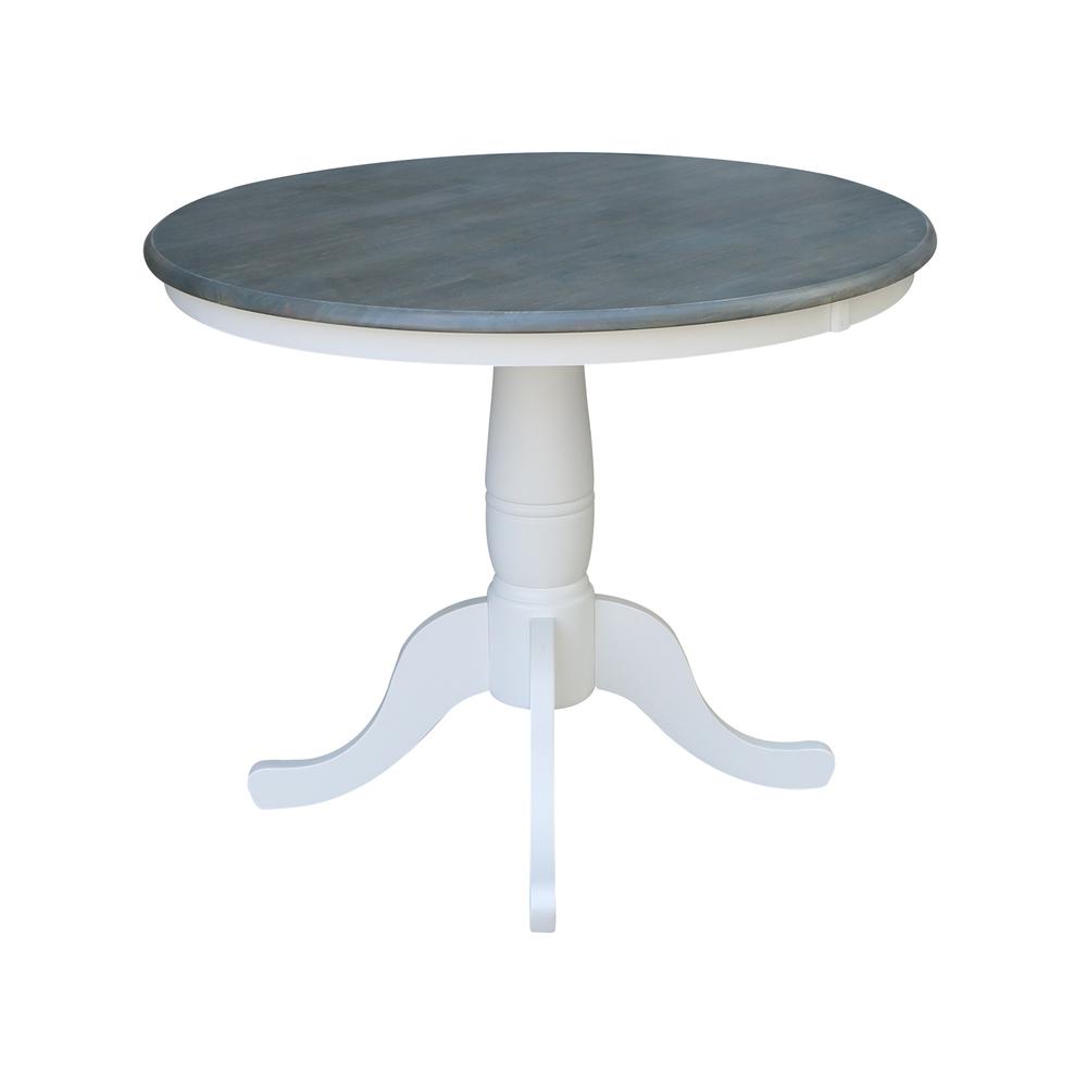 36" Round Top Pedestal Table - Dining Height - White/Heather Gray. Picture 2