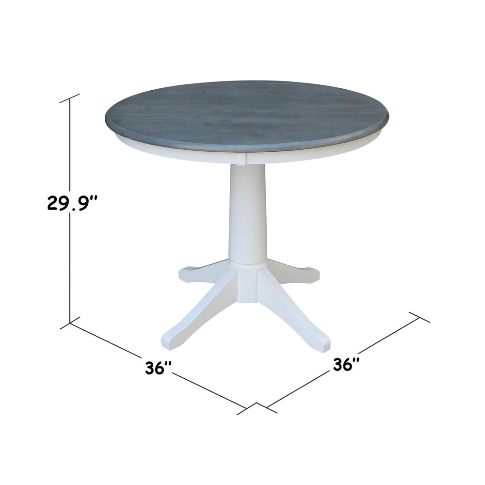 36" Round Top Pedestal Table - Dining Height - White/Heather Gray. Picture 7