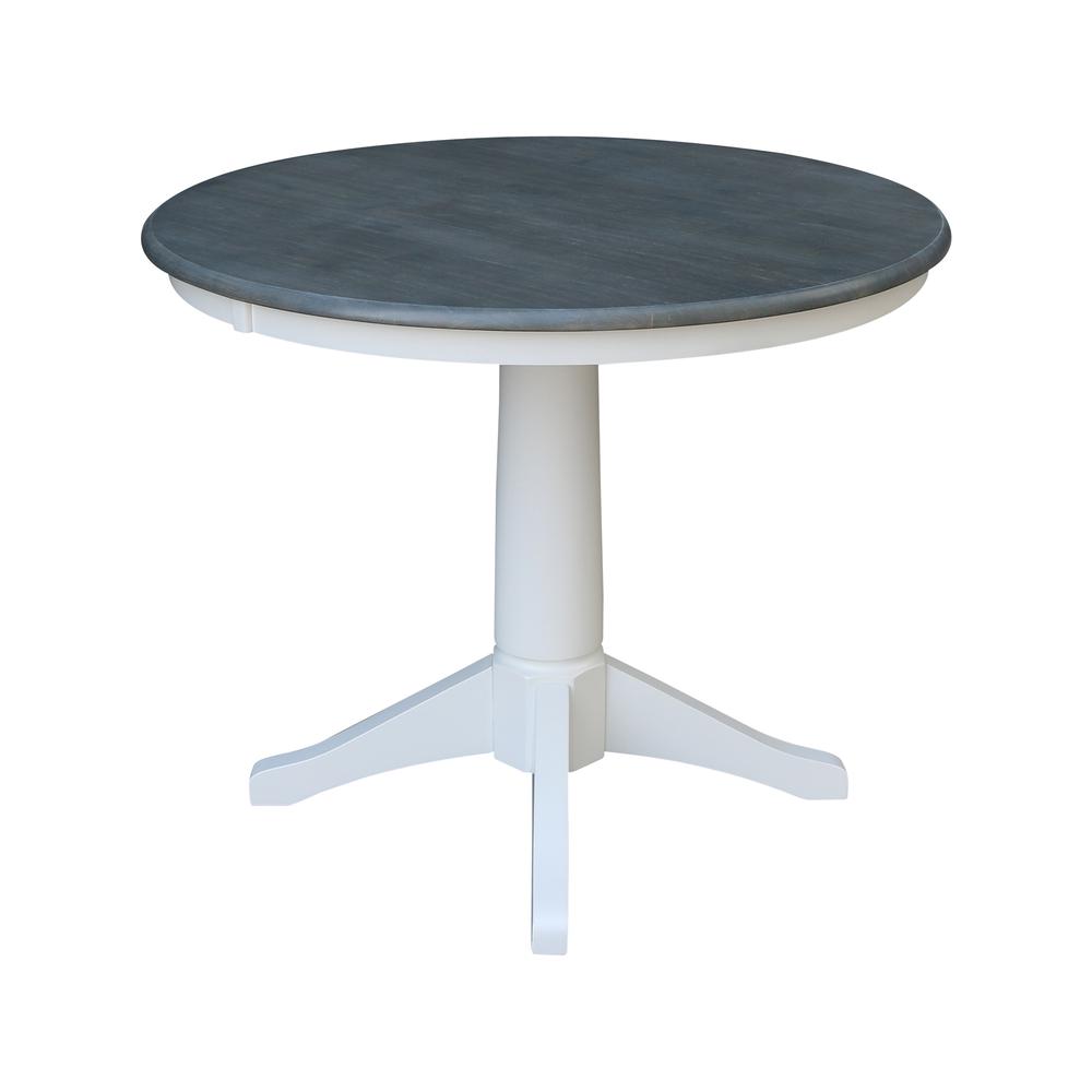 36" Round Top Pedestal Table - Dining Height - White/Heather Gray. Picture 2