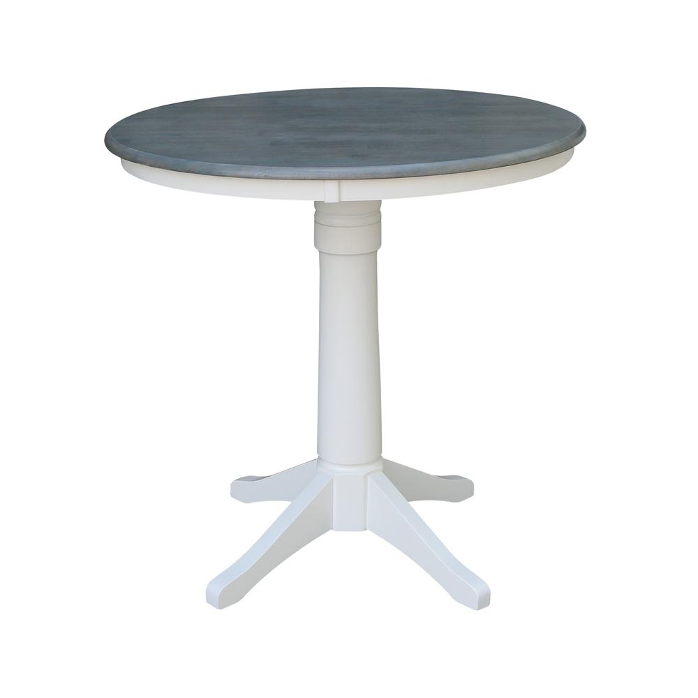 36" Round Top Pedestal Table - Counter Height - White/Heather Gray. Picture 1