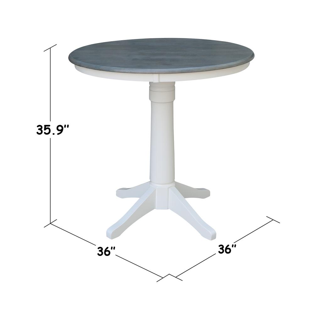 36" Round Top Pedestal Table - Counter Height - White/Heather Gray. Picture 4