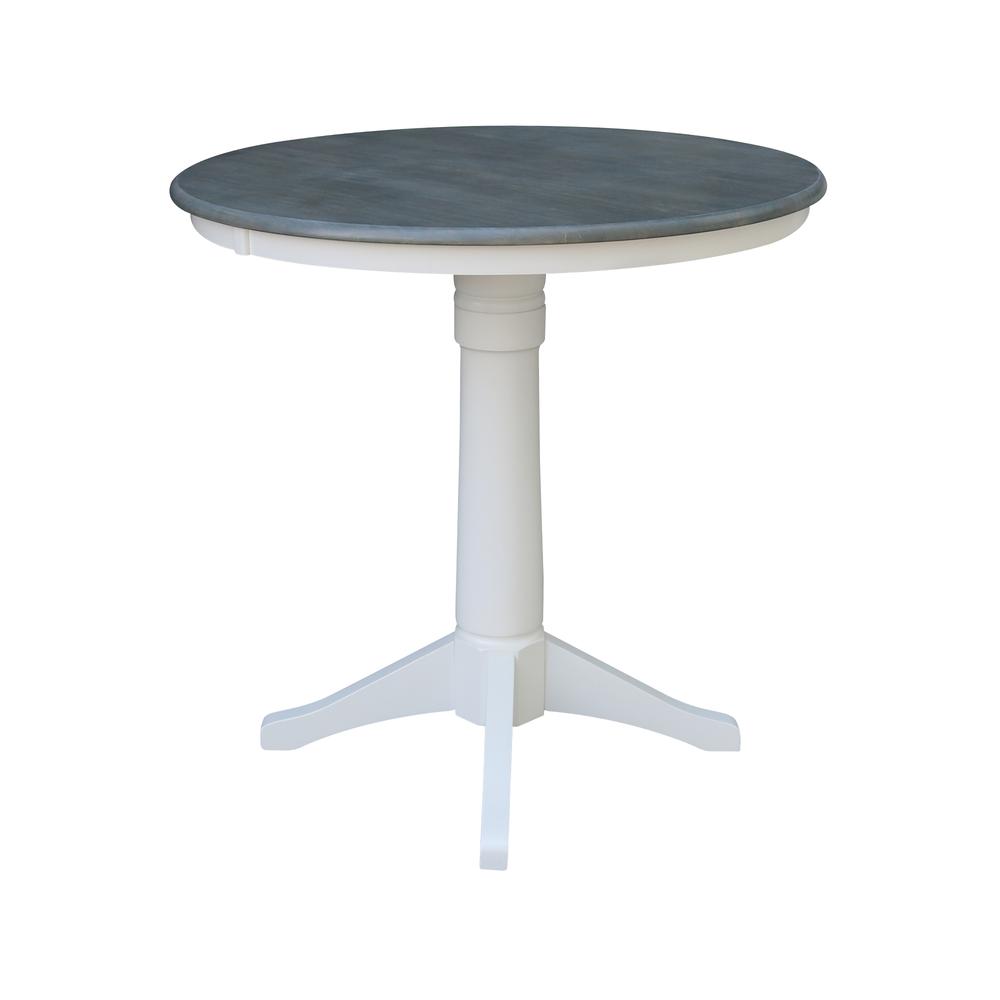 36" Round Top Pedestal Table - Counter Height - White/Heather Gray. Picture 2