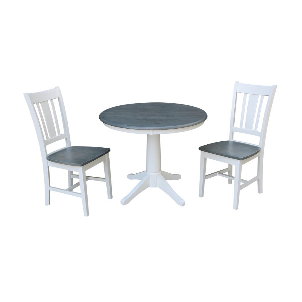 36" Round Top Pedestal Table With 2 San Remo Chairs - Set of 3 Pieces. Picture 1