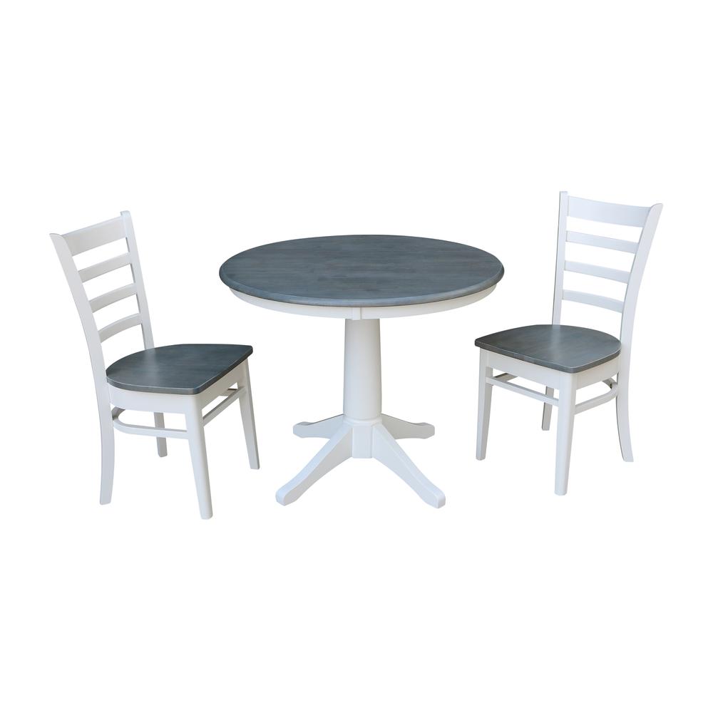 36" Round Top Pedestal Table With 2 Emily Chairs - Set of 3 Pieces. Picture 1