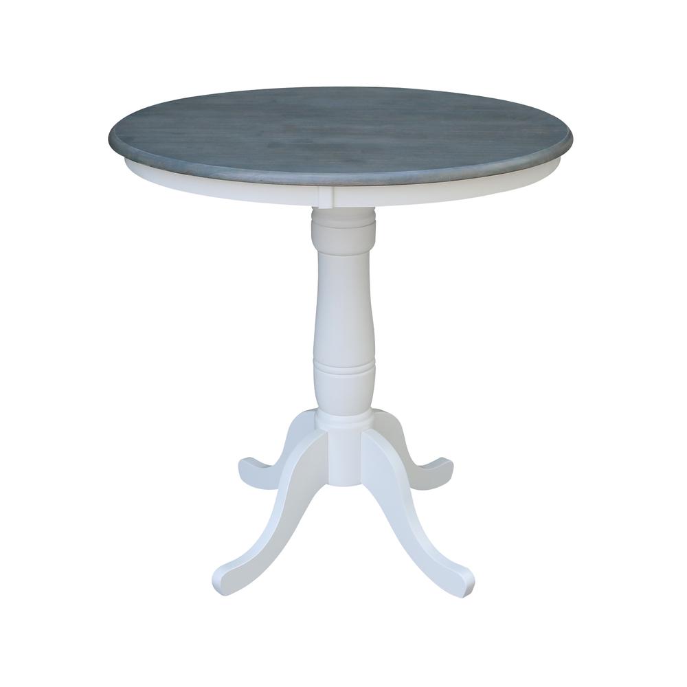 36" Round Pedestal Gathering Height Table With 2 San Remo Counter Height Stools. Picture 2