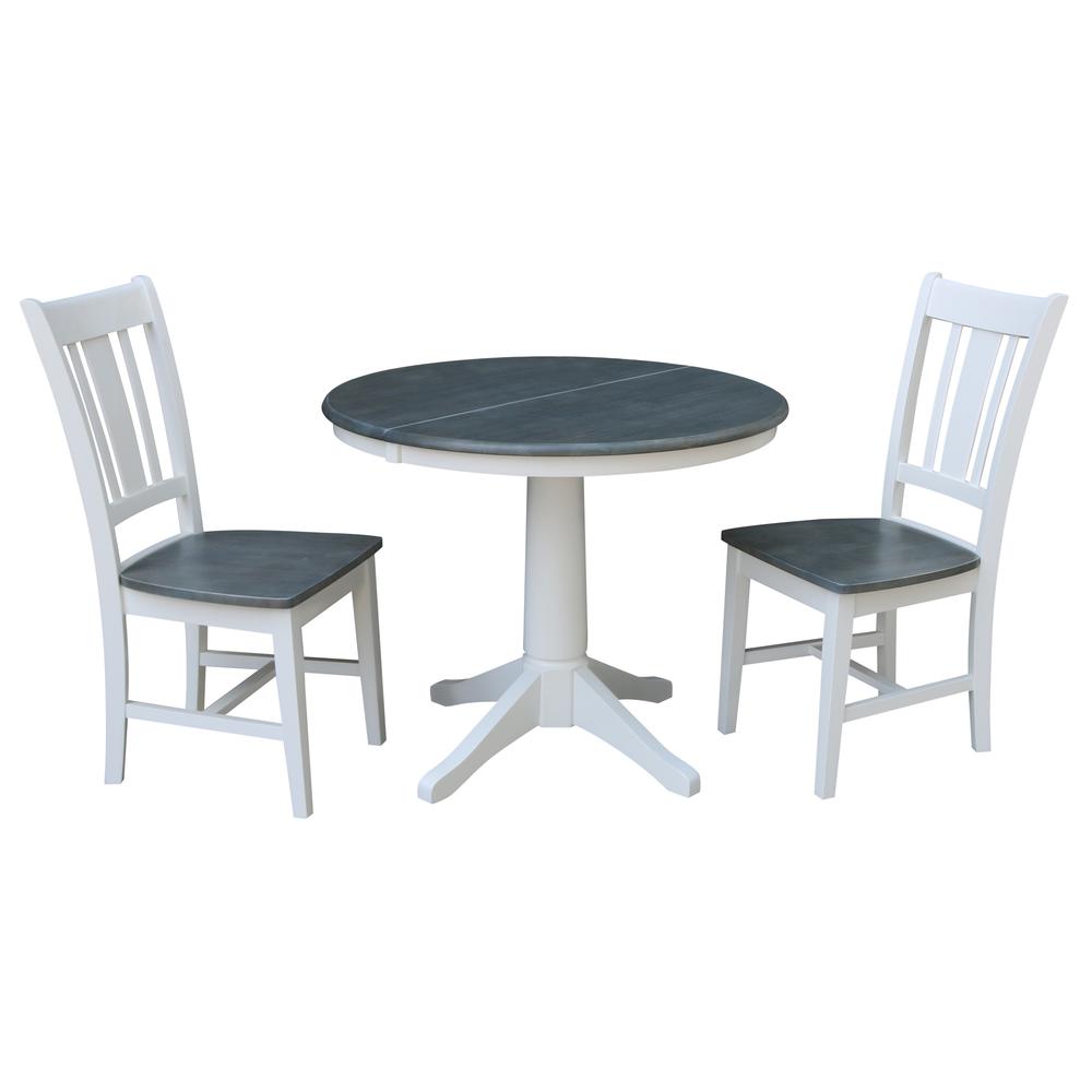 36" Round Extension Dining Table With 2 San Remo Chairs. Picture 1