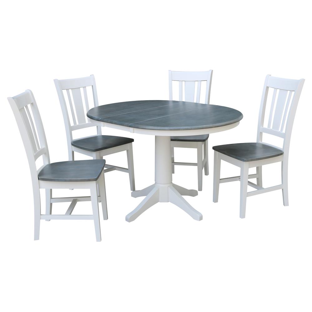 36" Round Extension Dining Table With 4 San Remo Chairs. Picture 1