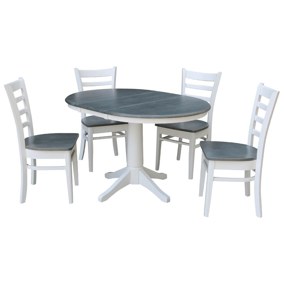 36" Round Extension Dining Table With 4 Emily Chairs. Picture 1