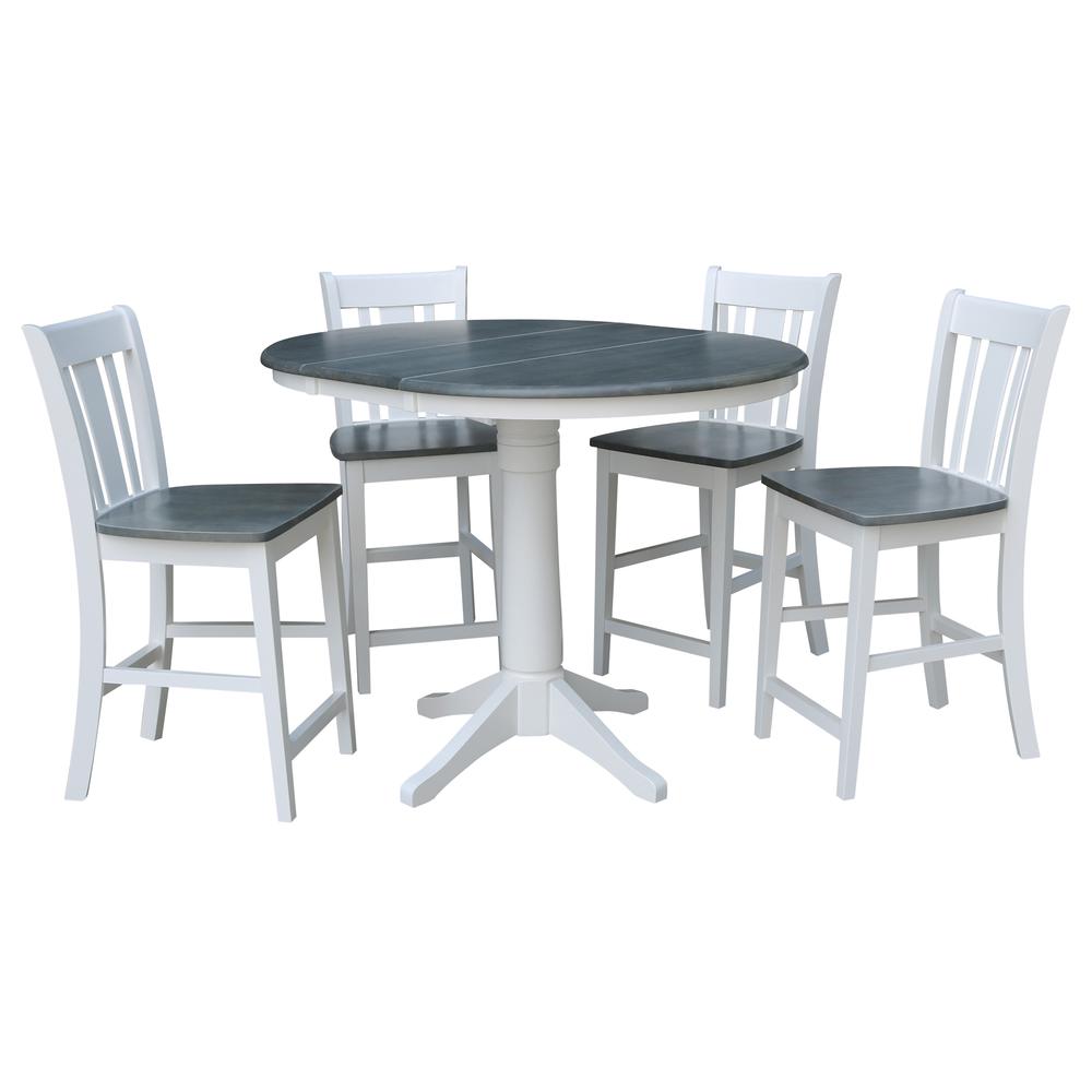 36" Round Extension Dining Table With 4 San Remo Counter Height Stools. Picture 1