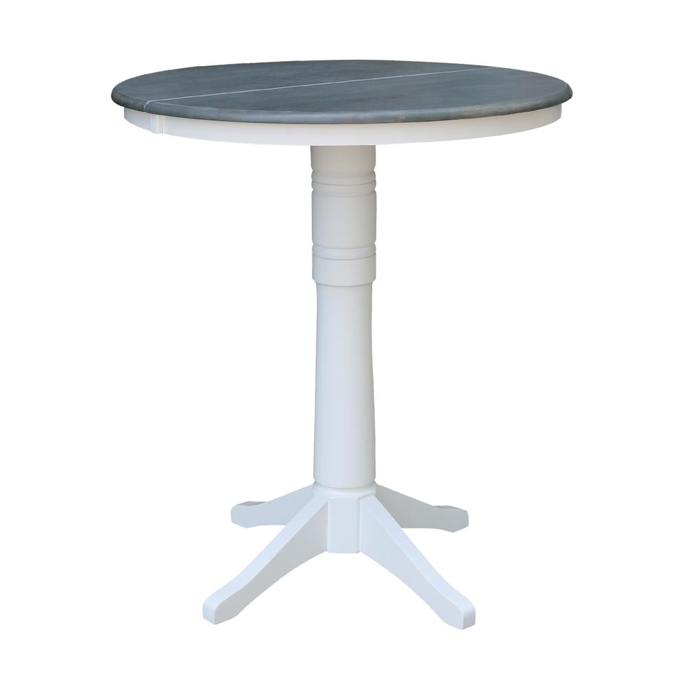 36" Round Extension Dining Table With 2 X-Back Bar Height Stools. Picture 2