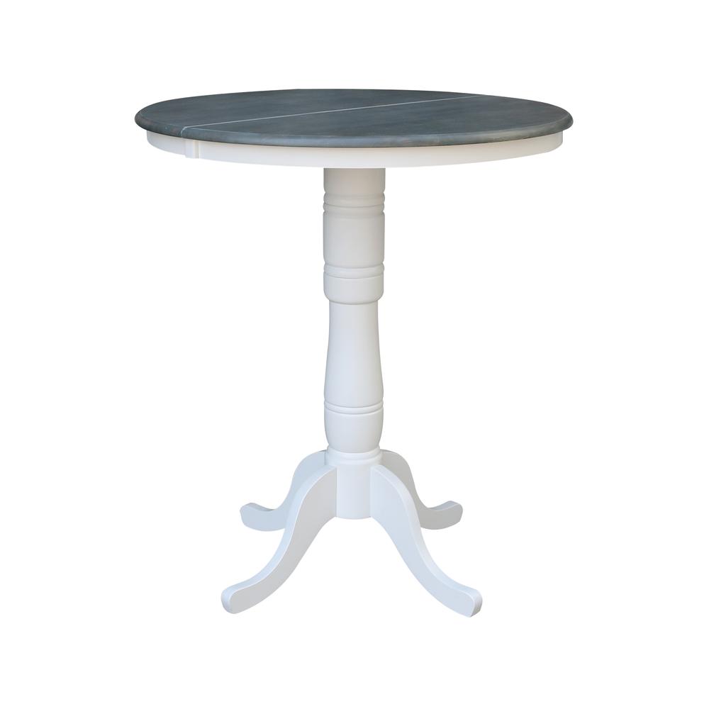 36" Round Top Pedestal Table With 12" Leaf - Bar Height -. Picture 1