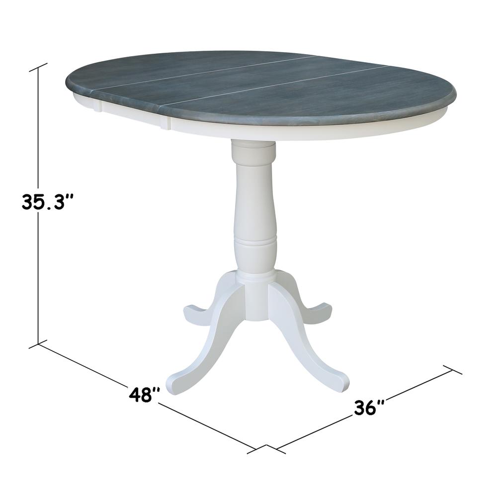 36" Round Top Pedestal Table With 12" Leaf - Counter Height -. Picture 9