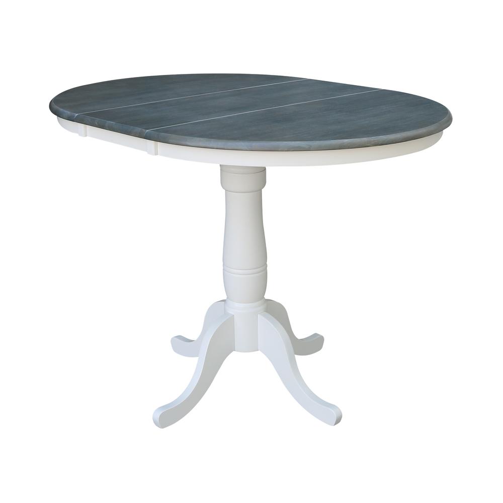 36" Round Top Pedestal Table With 12" Leaf - Counter Height -. Picture 4